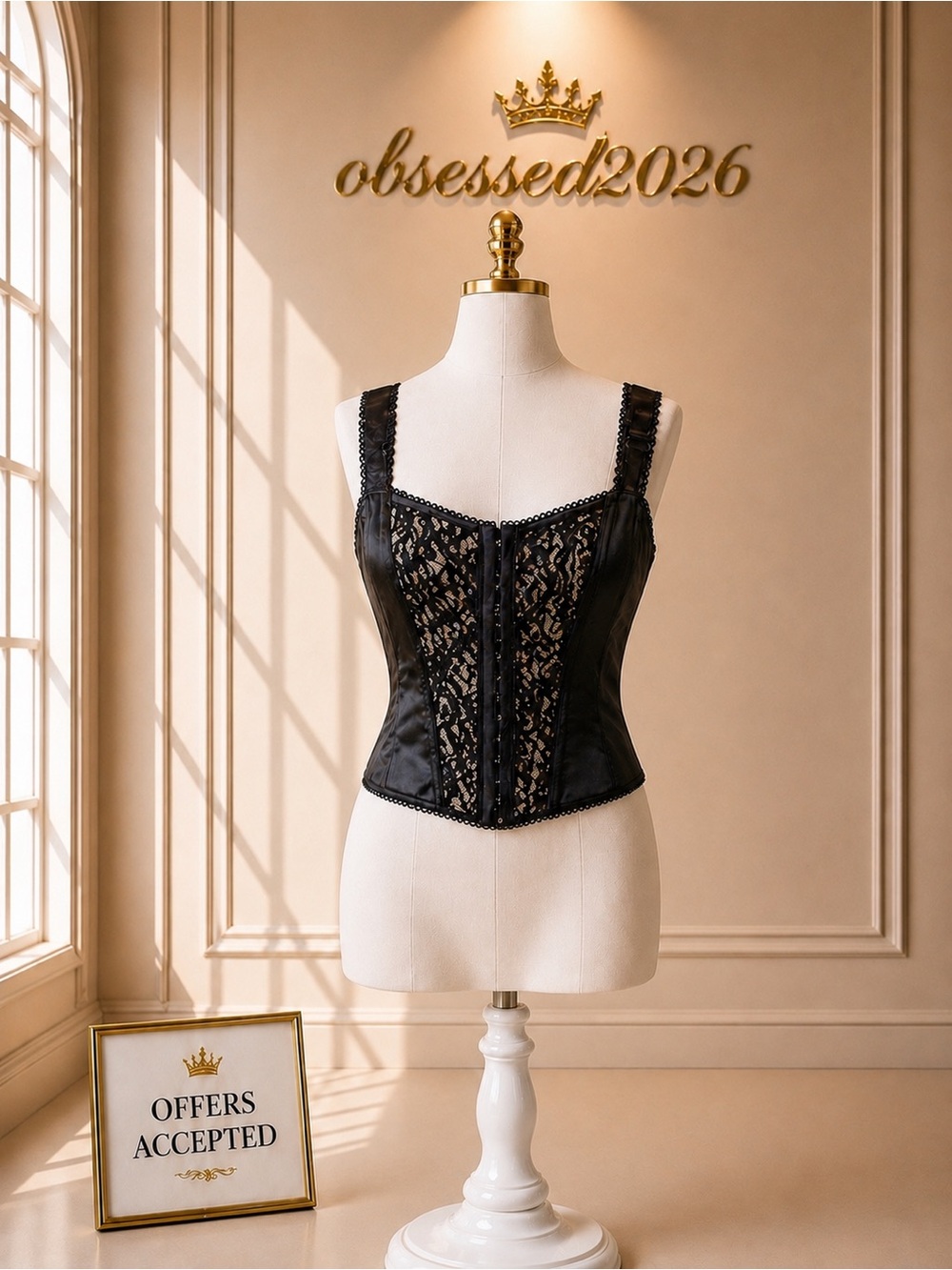 Shirley of Hollywood Black Lace Corset Bustier